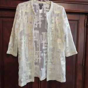 NWT Chico's Ivory and Gold Woven Kimono 0